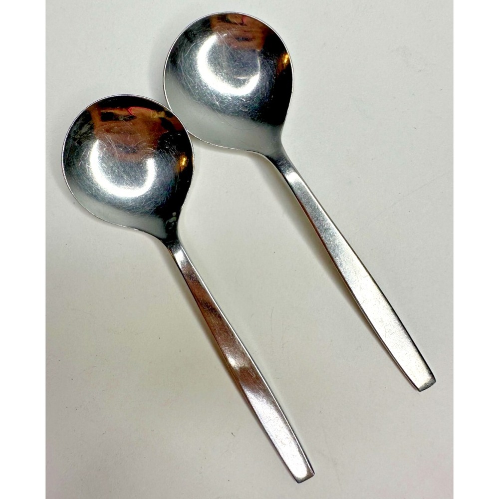 Viners of Sheffield England Stainless Flatware Set 2 Soup Spoons Replacement